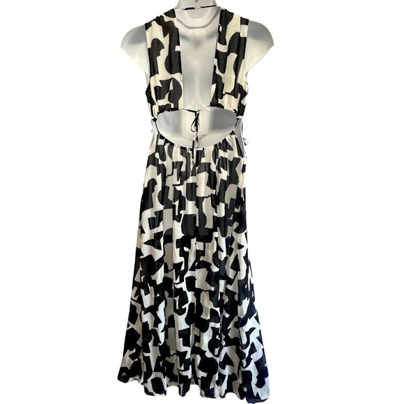 Milly Cabana Mila Modern Geometric Cutout Maxi Dress Black White Size S NWT - Picture 6 of 13